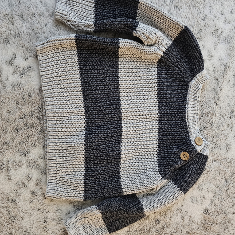 Striped Kids Sweater - Black and Gray